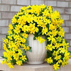 Artificial Fake Hanging Flowers Plants for Outdoors Fall Decoration, 2 PCS Faux